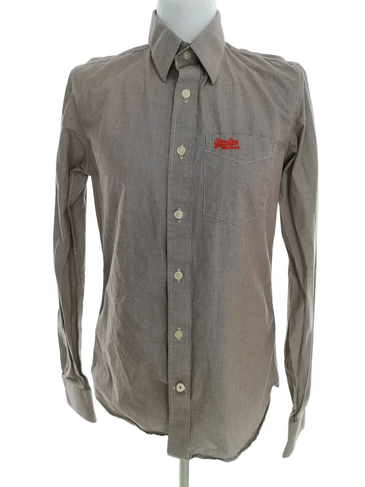 Superdry Stl L Färg Beige Krage Herr skjorta, casual Långärmad Material Bomull 100%