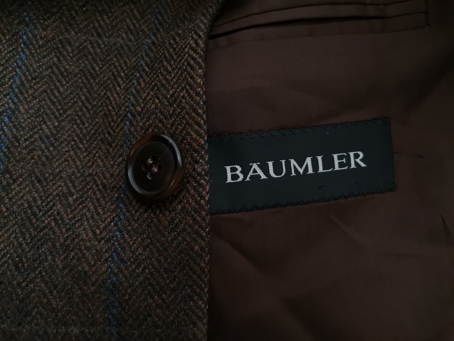 BAUMLER Stl 27 (XXL) Färg Brun Rutigt Herr Kavaj Långärmad Material Jungfrulig ull 100%