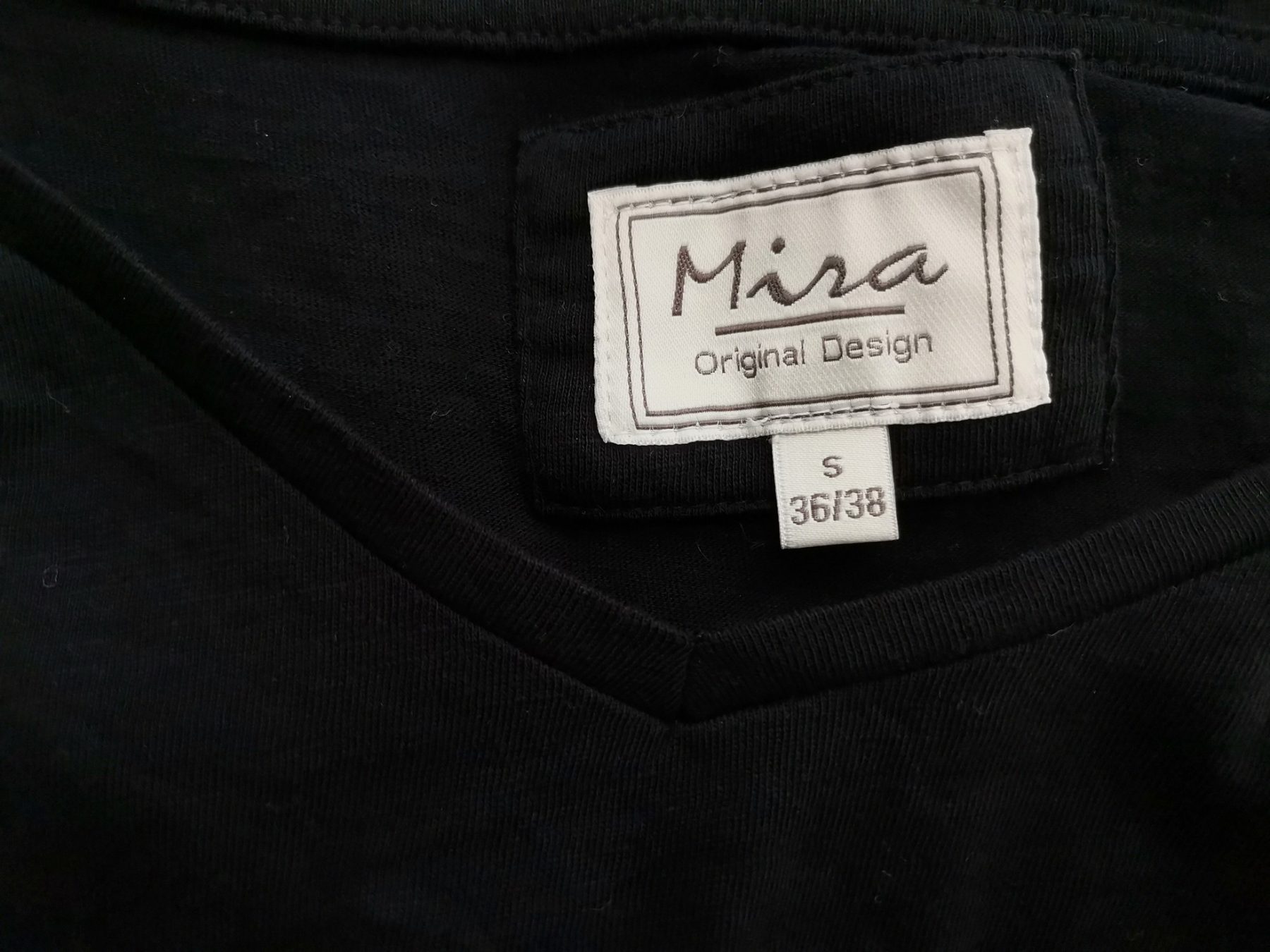 Mira Stl S (36/38) Färg Svart V-ringning Peplum Blus Långärmad Material Bomull 100%