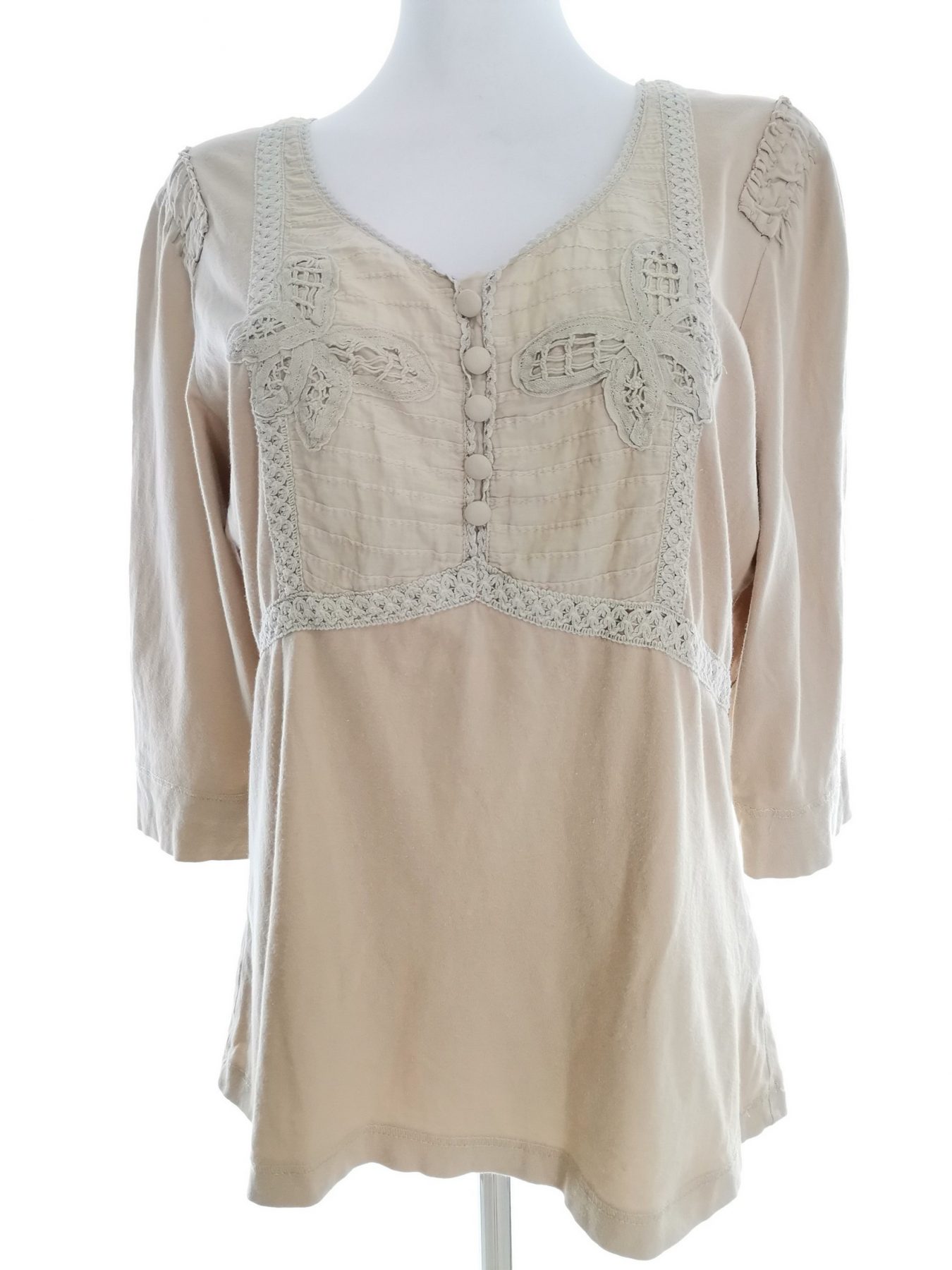 Cream Stl 42 Färg Beige Rund urringning Blus ärm 3/4 Material Bomull 100%