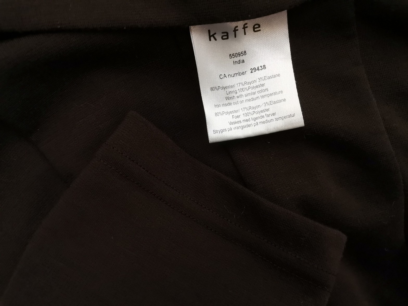 Kaffe Stl S Färg Brun V-ringning Stickad Klänning ärm 3/4 Midi