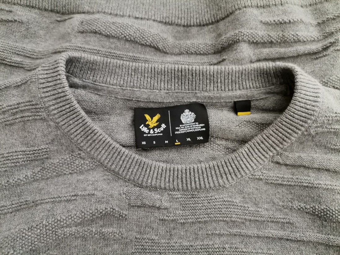 Lyle & Scott Stl L Färg Grå Herr Tröja Långärmad Material Bomull 100%