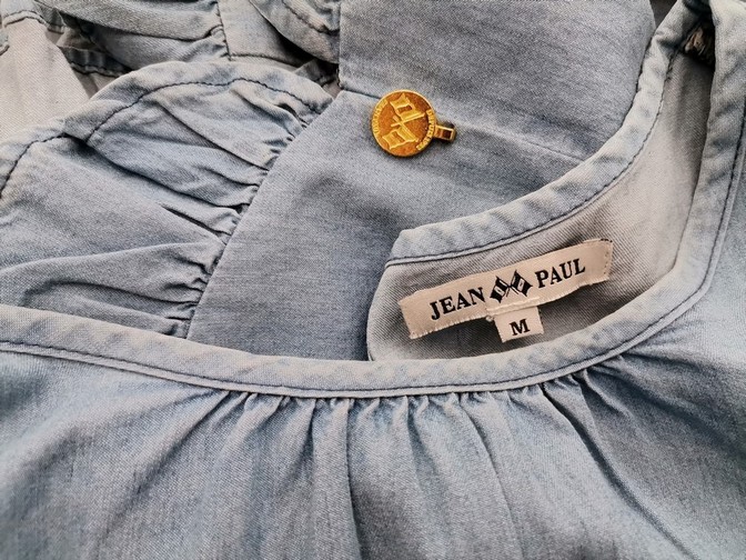 Jean paul Stl M Färg Blå Rund urringning Blus ärm 3/4 Material Bomull