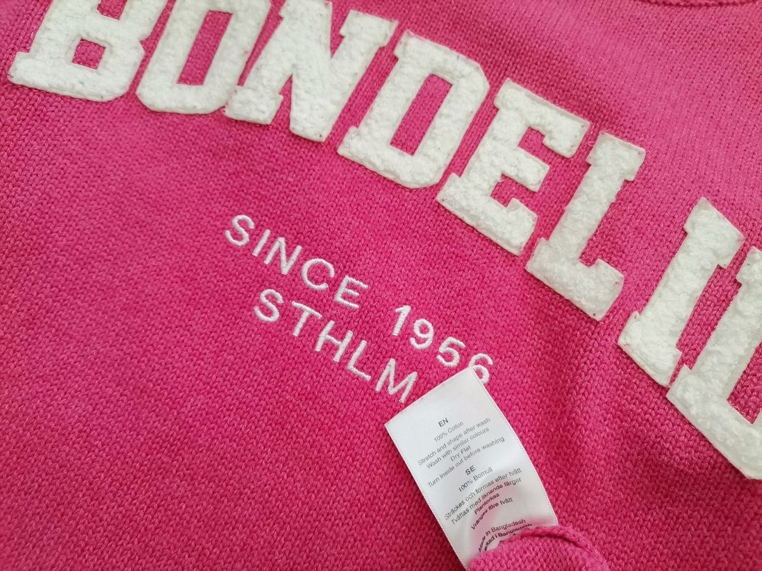 BONDELID Stl S Färg Rosa Rund hals Tröja Långärmad Material Bomull 100% Finstickat