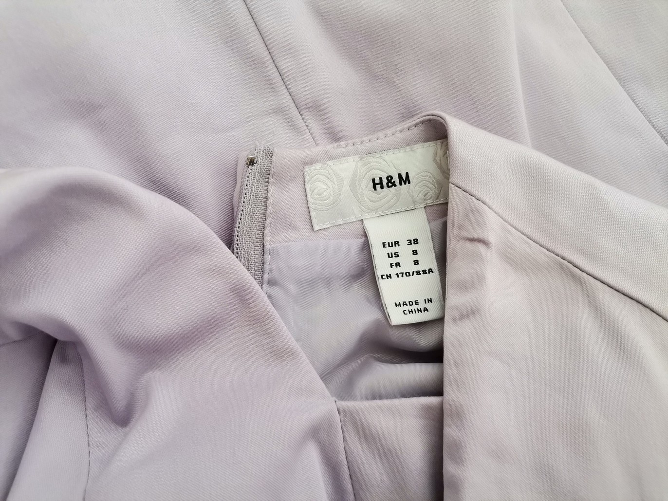 H&m Stl 38 Färg Lavendel Kvadratisk urringning A-linje Klänning Kortärmad Midi Material Bomull