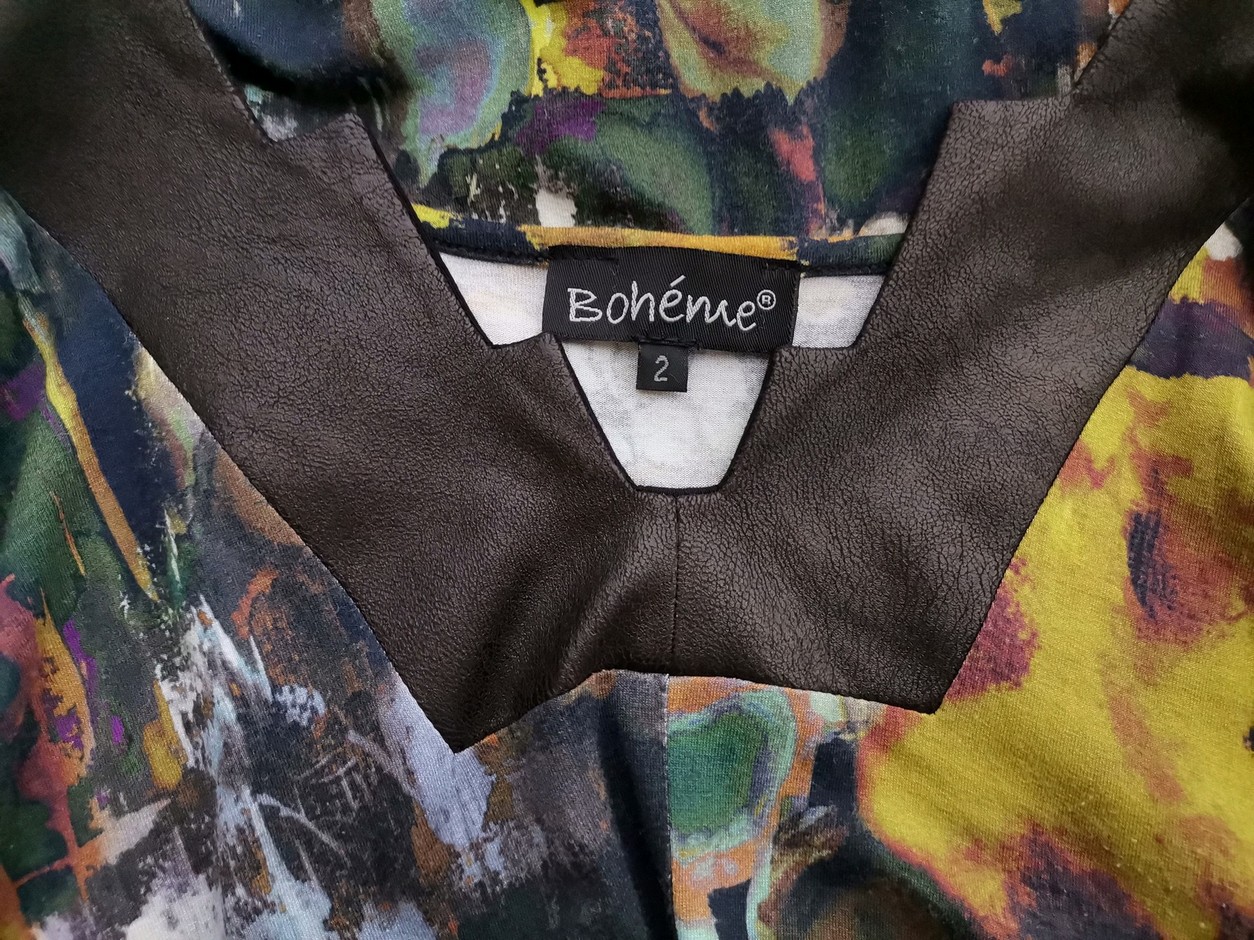 BOHEME Stl 2 Färg Khaki V-ringning Raka Klänningen Långärmad Midi Material Viskos