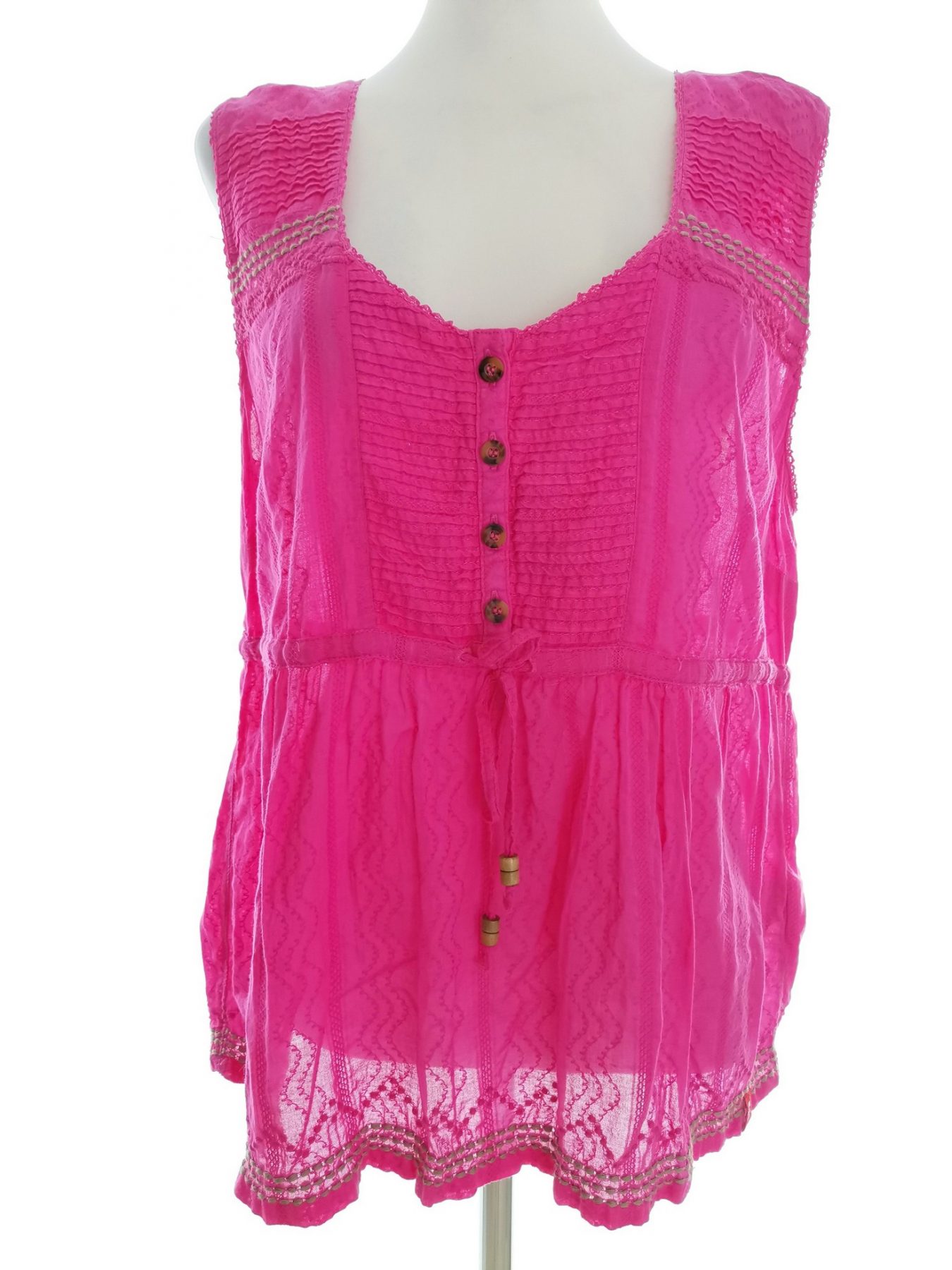 EDC Stl XL Färg Rosa U-ringning Peplum Blus Ärmlös Material Bomull 100%