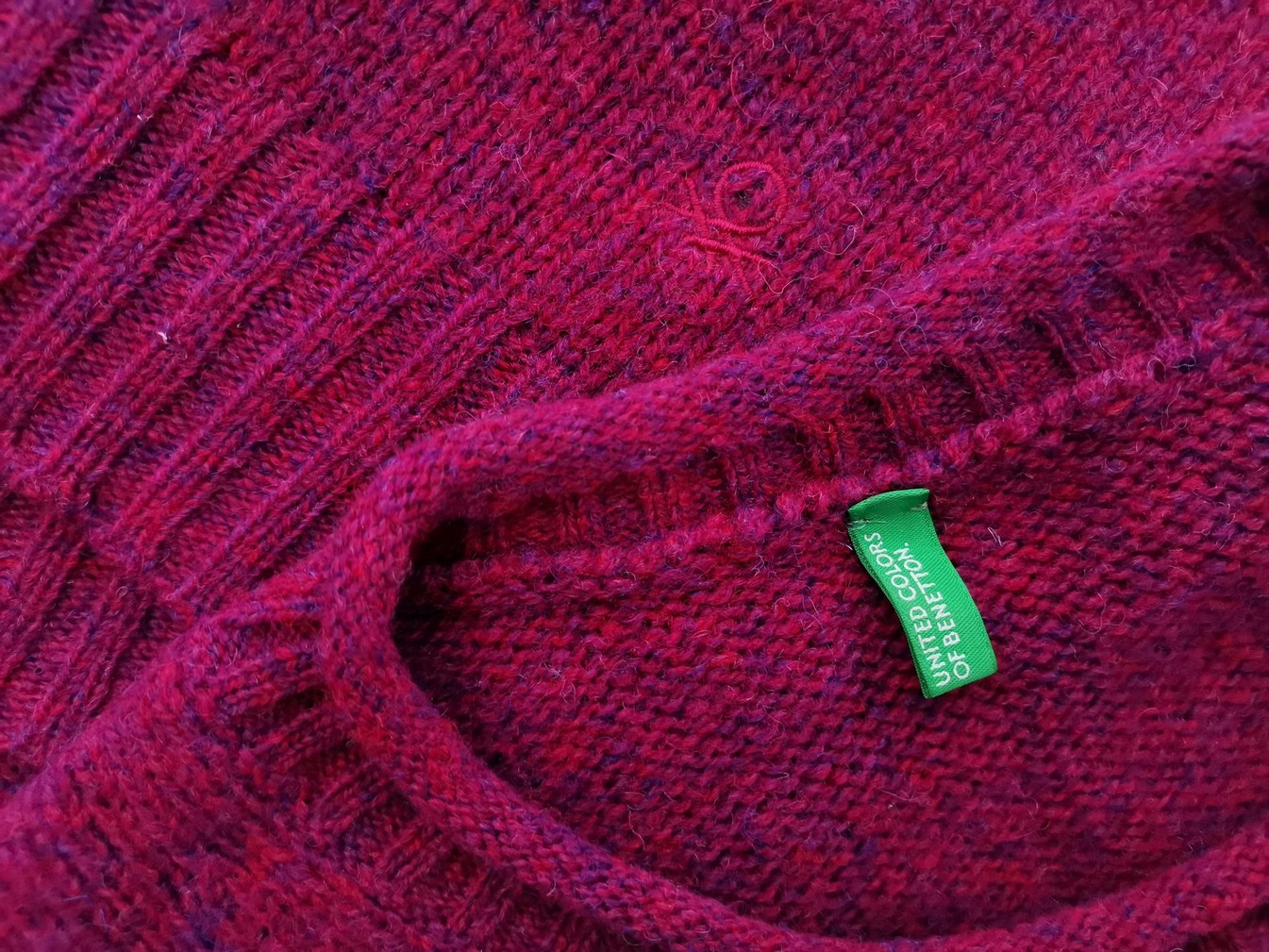 United colors benetton Stl S Färg Rosa Rund hals Tröja Långärmad Material Ull 100% Finstickat