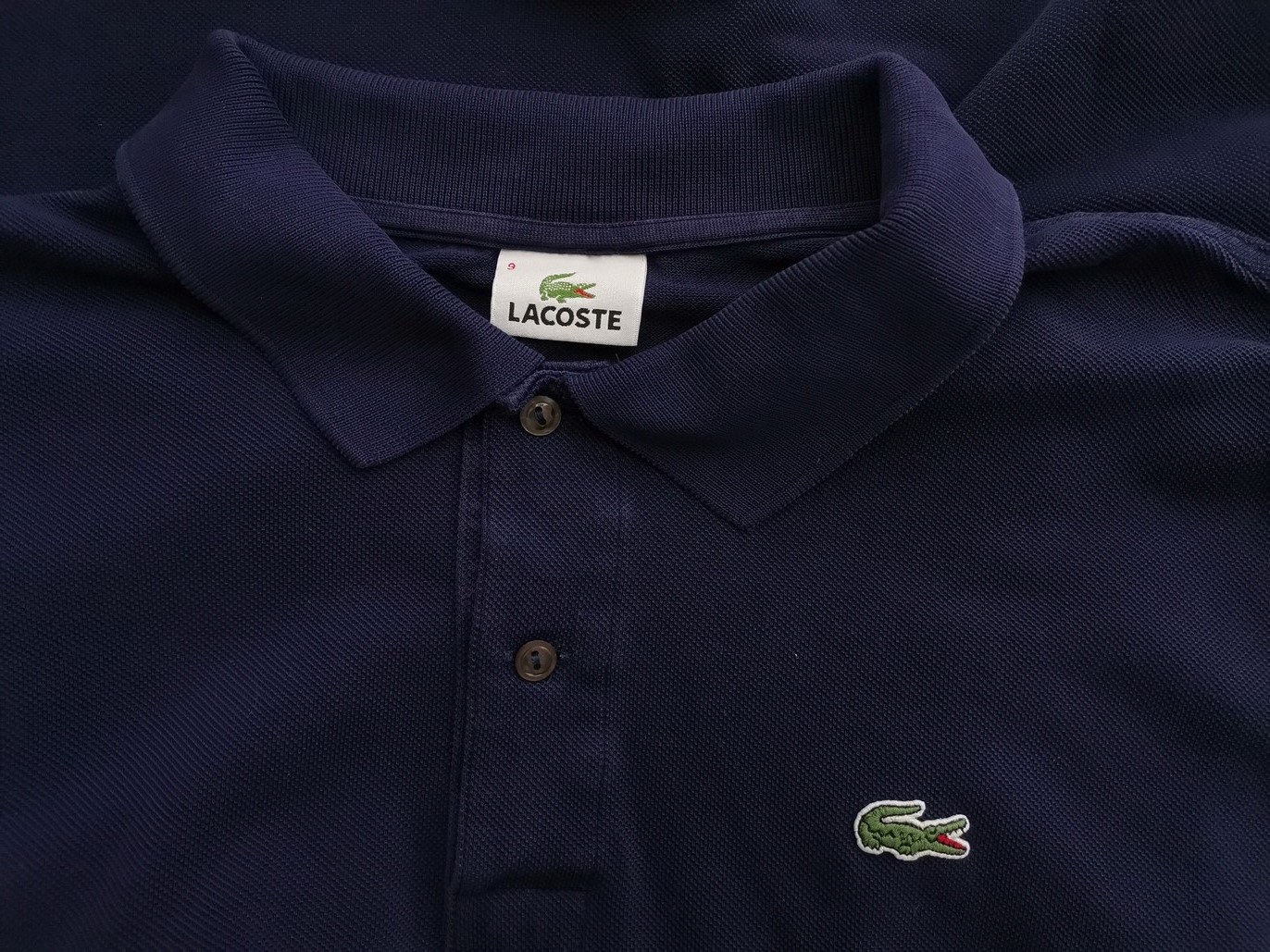 Lacoste Stl 9 (XXXL) Färg Marinblå Krage Herr Polo Kortärmad Material Bomull 100%