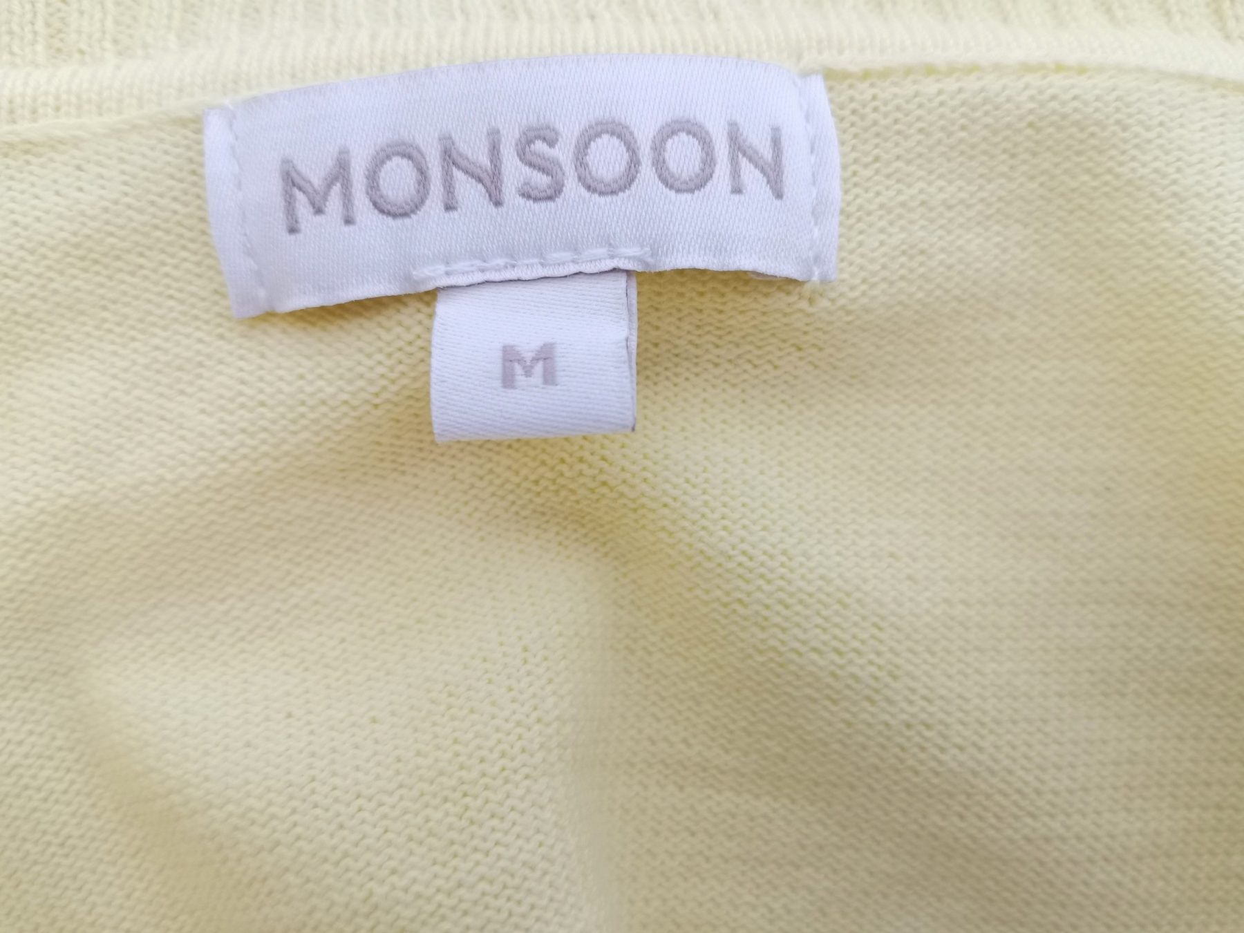 Monsoon Stl M Färg Gul V-ringning Koftbolero ärm 3/4 Material Bomull 100% Finstickat