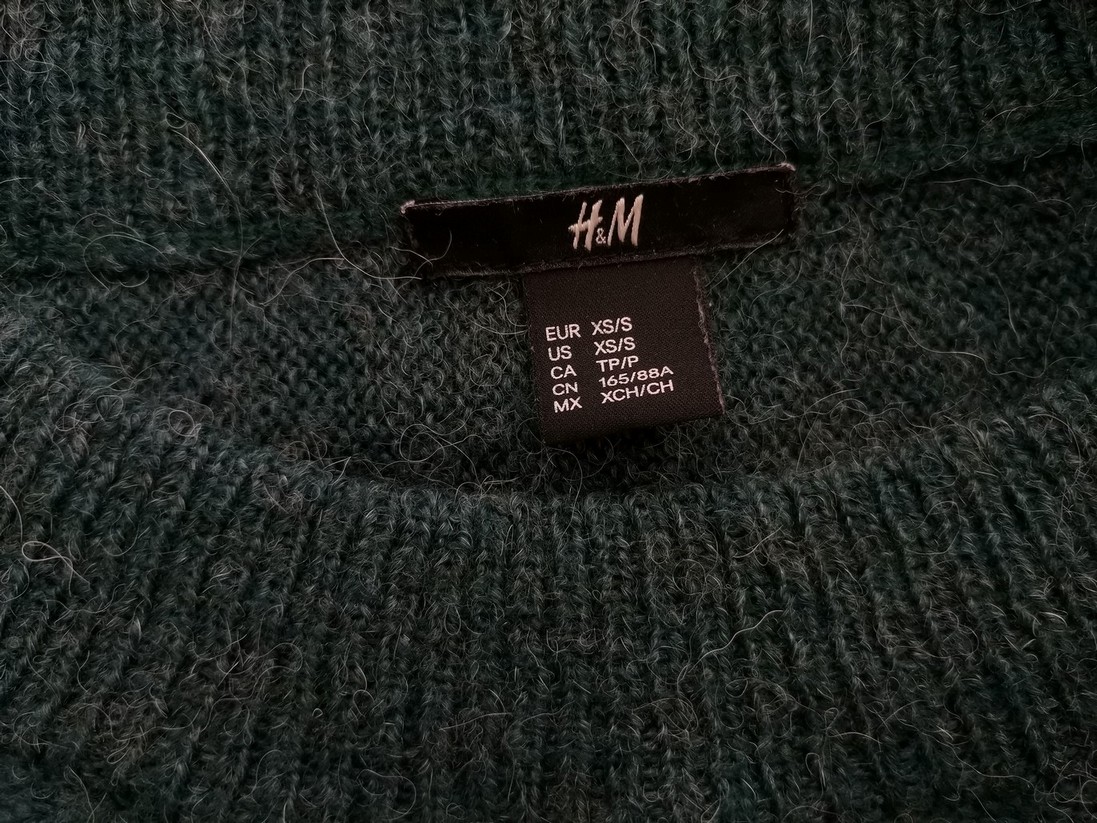 H&m Stl XS/S Färg Smaragdgrön Rund urringning Stickad Tunika Blus Långärmad Material Akryl