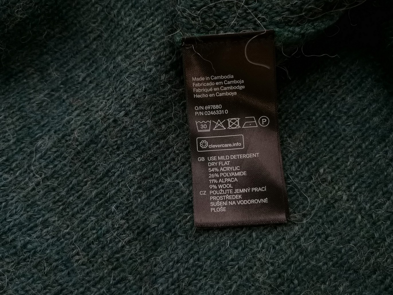 H&m Stl XS/S Färg Smaragdgrön Rund urringning Stickad Tunika Blus Långärmad Material Akryl