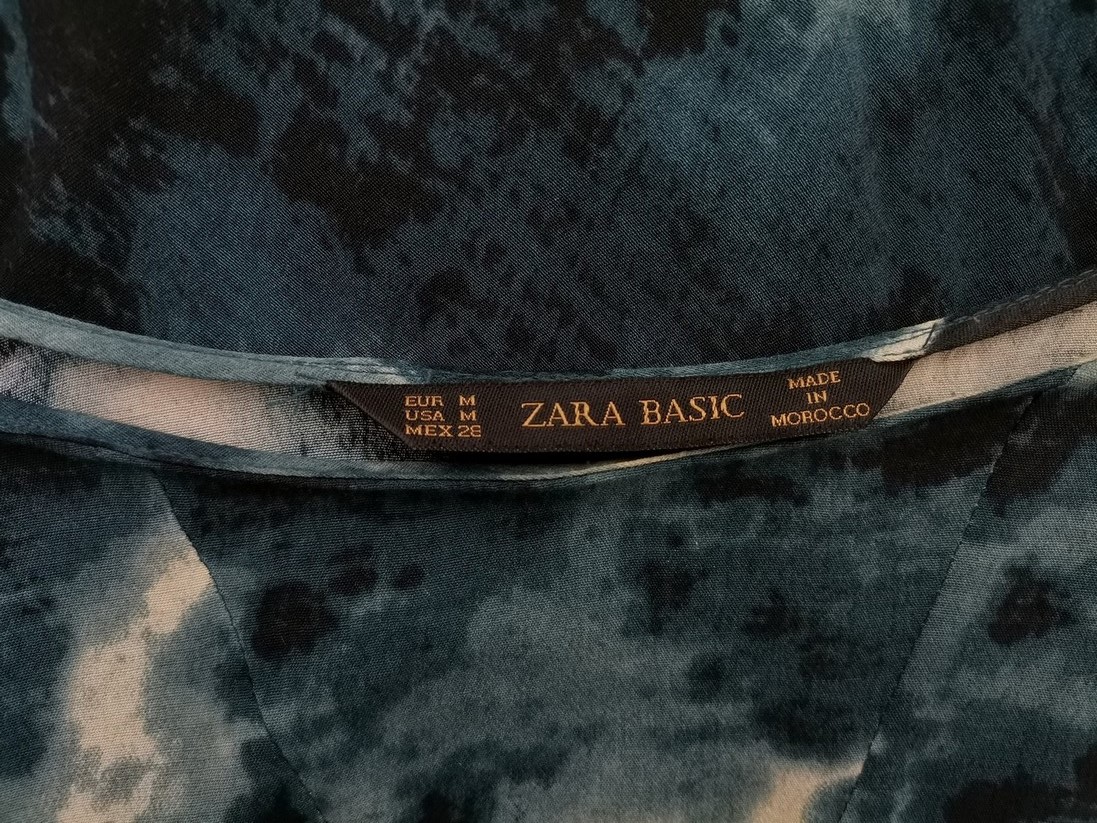 ZARA BASIC Stl M Färg Blå Rund urringning Raka Klänningen Långärmad Midi