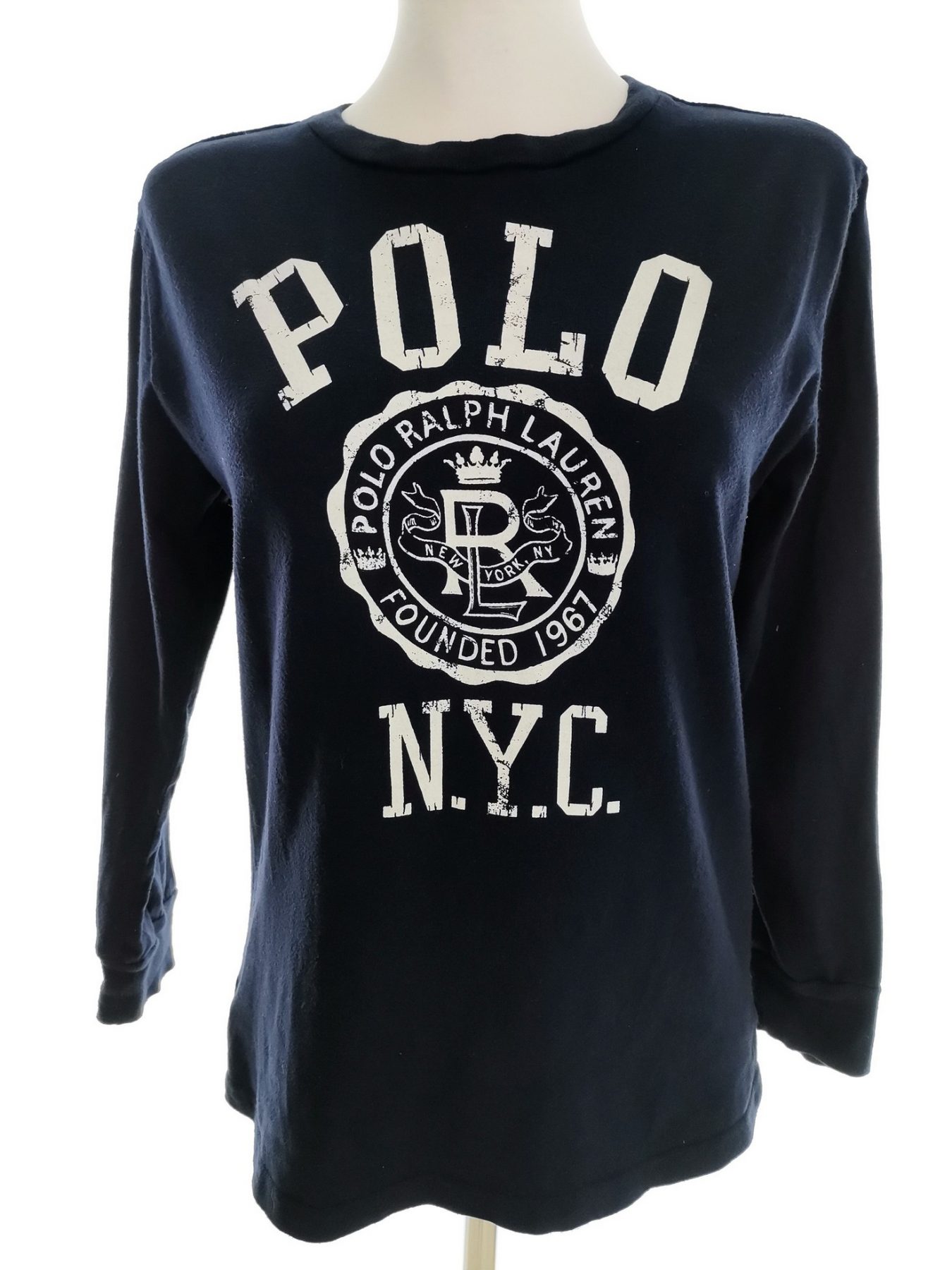 Polo Ralph Lauren Stl 38/40 Färg Marinblå Rund hals Blus ärm 3/4