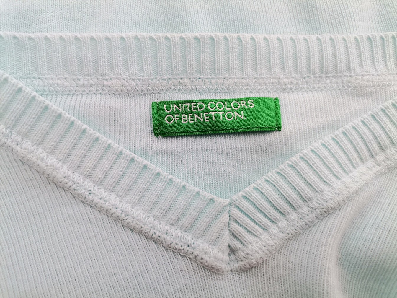 United colors benetton Stl S Färg Blå V-ringning Tröja Långärmad Material Bomull 100% Finstickat