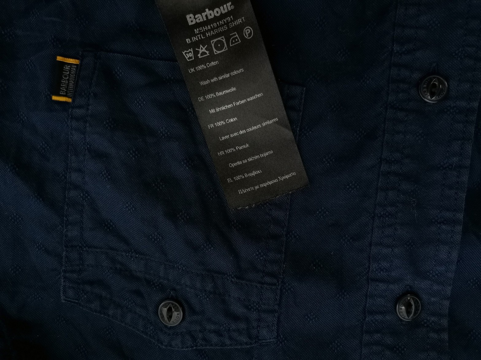 BARBOUR Stl S Färg Marinblå Krage Herr skjorta, casual Långärmad Material Bomull 100%