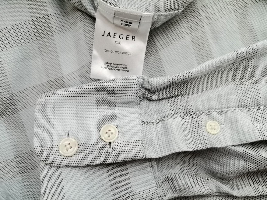 Jaeger Stl XXL Färg Blå Rutigt Krage Herr skjorta, casual Långärmad Material Bomull 100%