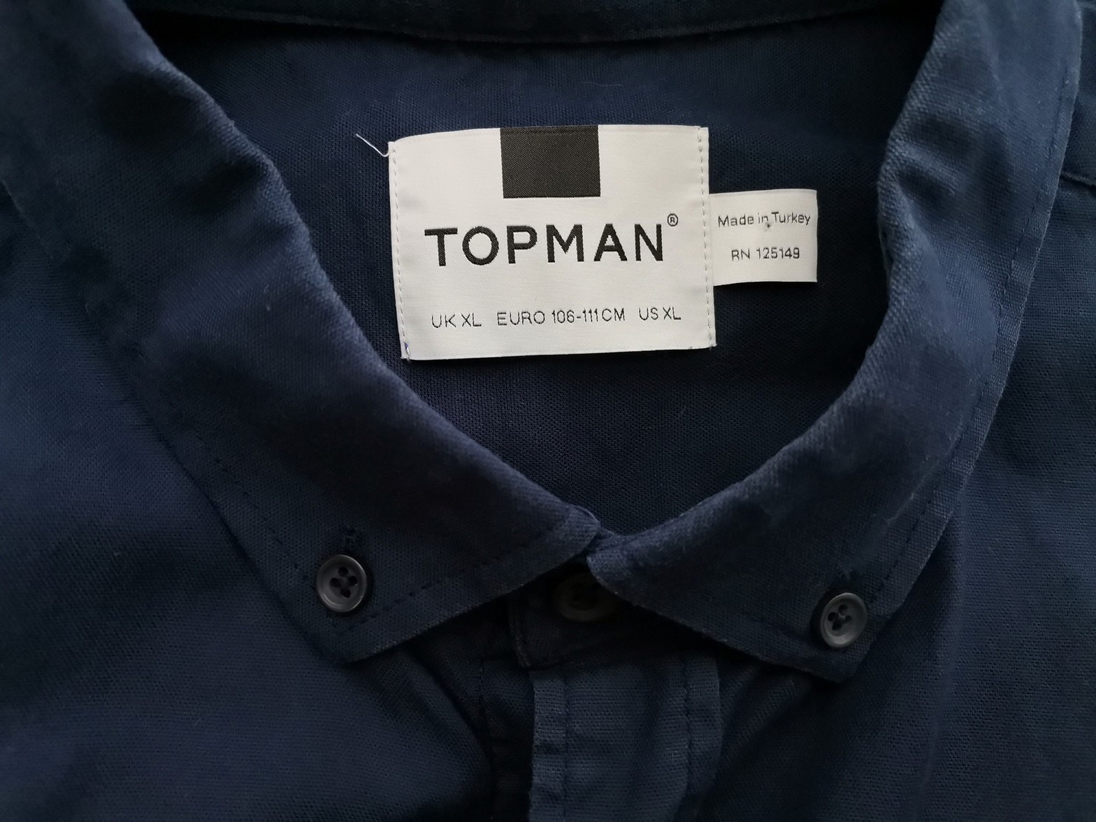 Topman Stl XL Färg Marinblå Krage Herr skjorta, casual Kortärmad Material Bomull