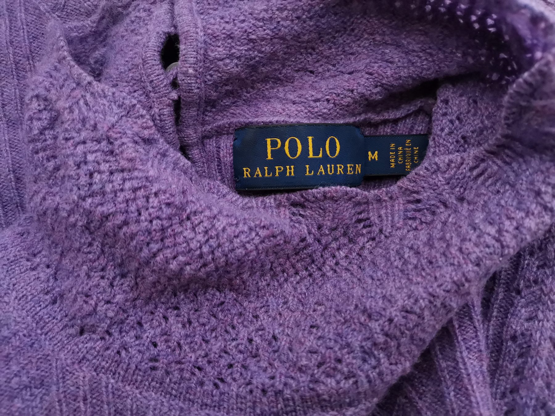 Polo Ralph Lauren Stl M Färg Lila Mock turtle Tröja Långärmad Material Merinoull Öppet stickat