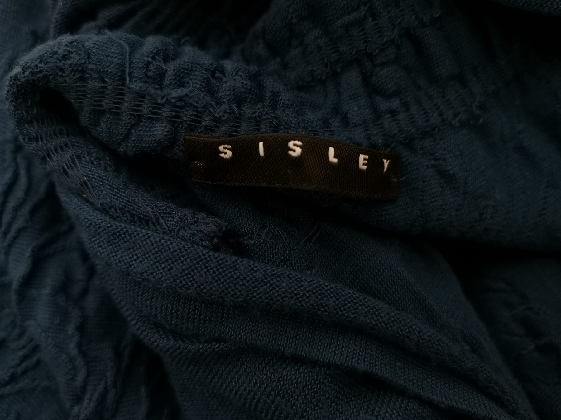 Sisley Stl S Färg Marinblå Hög hals Penn Klänning Kortärmad Knälängd Material Modal