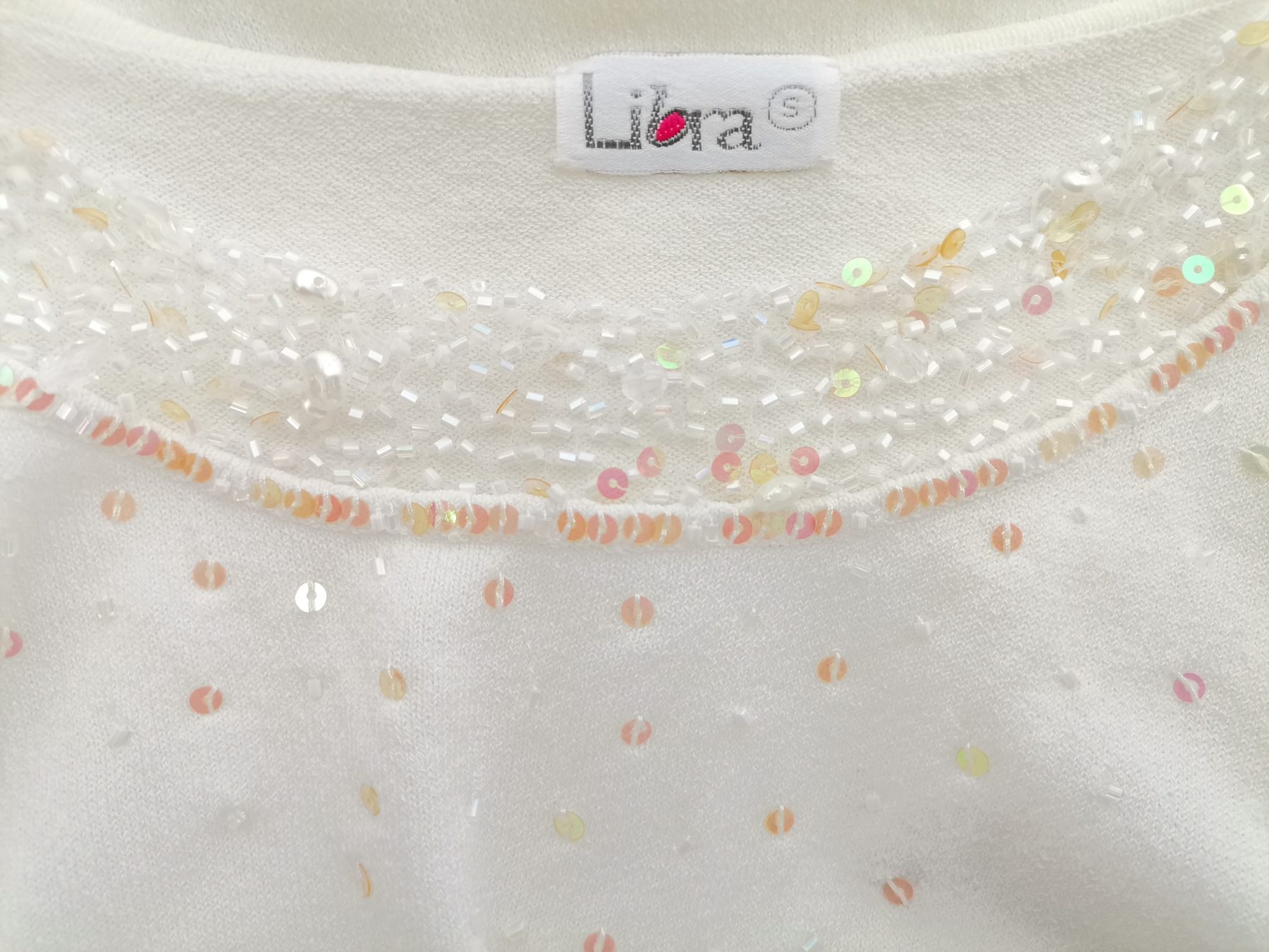 Libra Stl S Färg Elfenben Rund urringning Blus ärm 3/4 Material Rayon