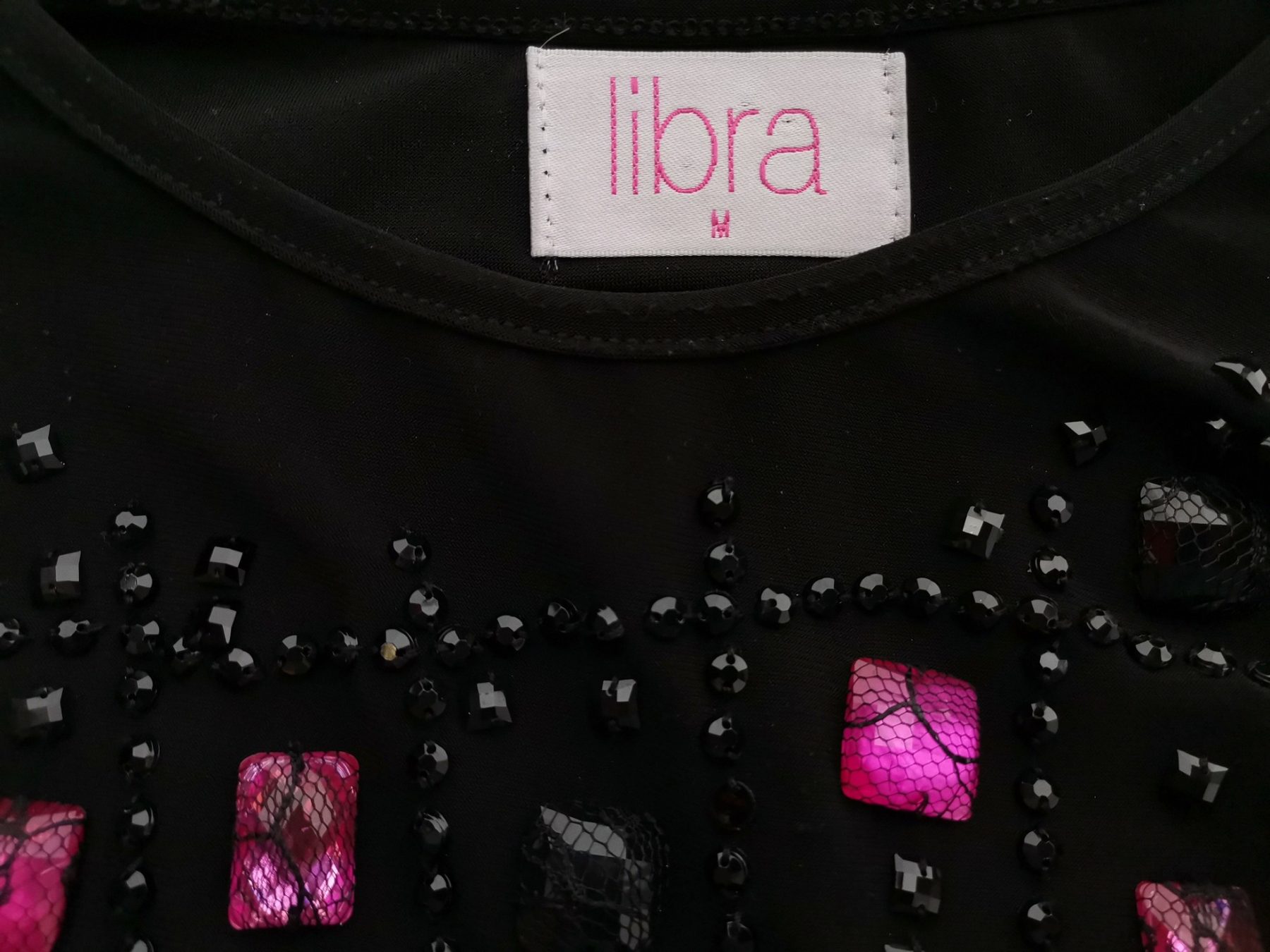 Libra Stl M Färg Svart Rund urringning Blus Långärmad