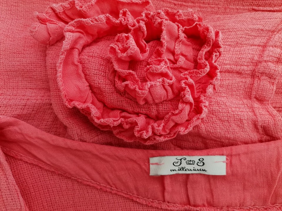 Italy Stl 46/48 Färg Rosa Rund urringning Tunika blus ärm 3/4 Material Lin