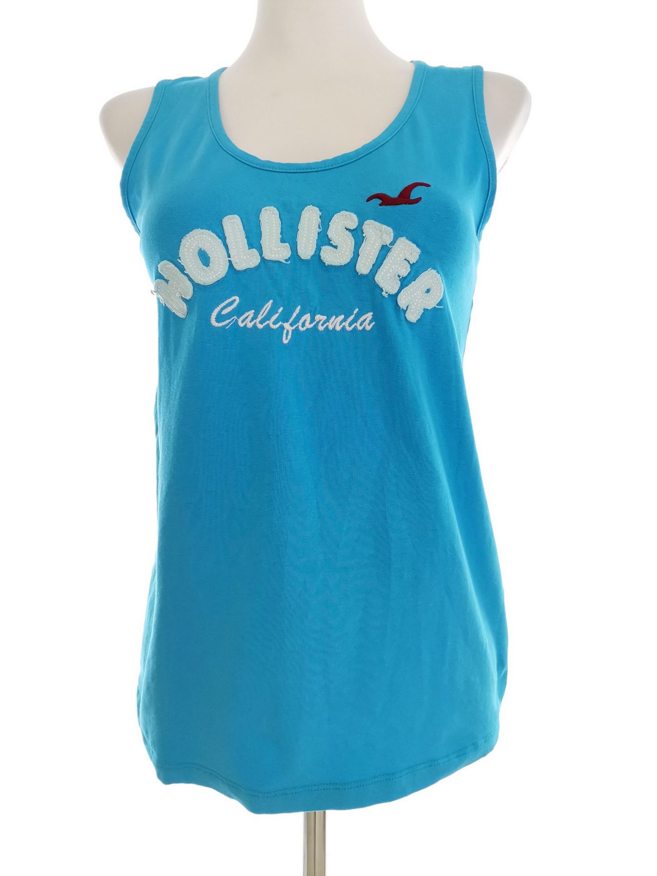 Hollister Stl XL Färg Blå Rund urringning Blus Ärmlös Material Bomull 100%