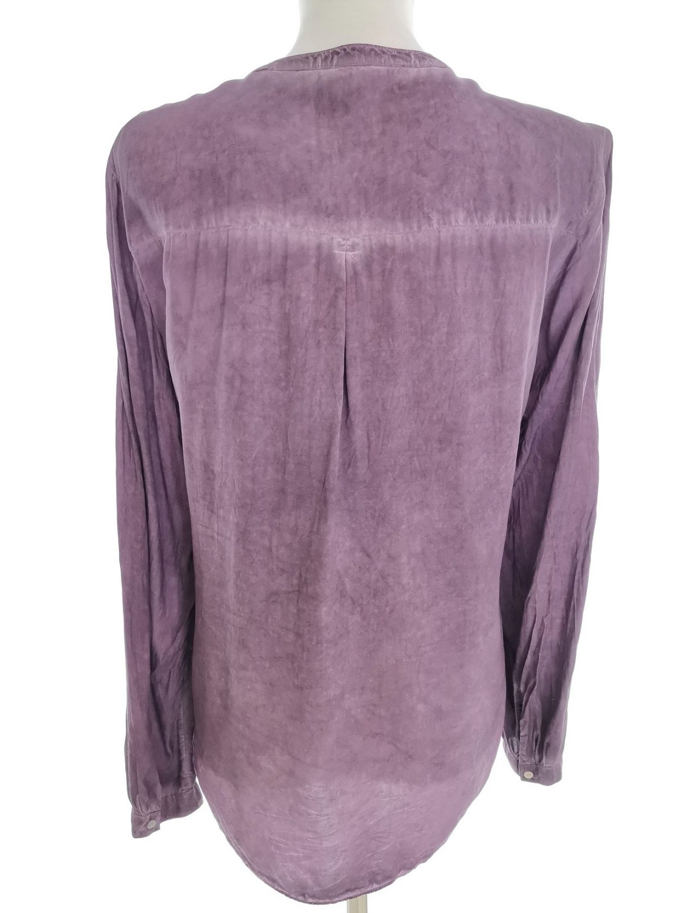 Esprit Stl 36 Färg Lila Split Crew Neck Popover Blus Knappar Långärmad Material Viskos 100%