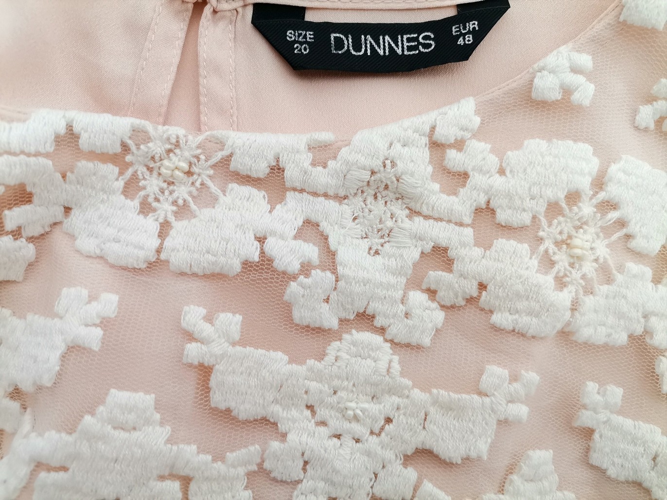 Dunnes Stl 20 (48) Färg Pudrig Rosa Rund urringning Blus Kortärmad