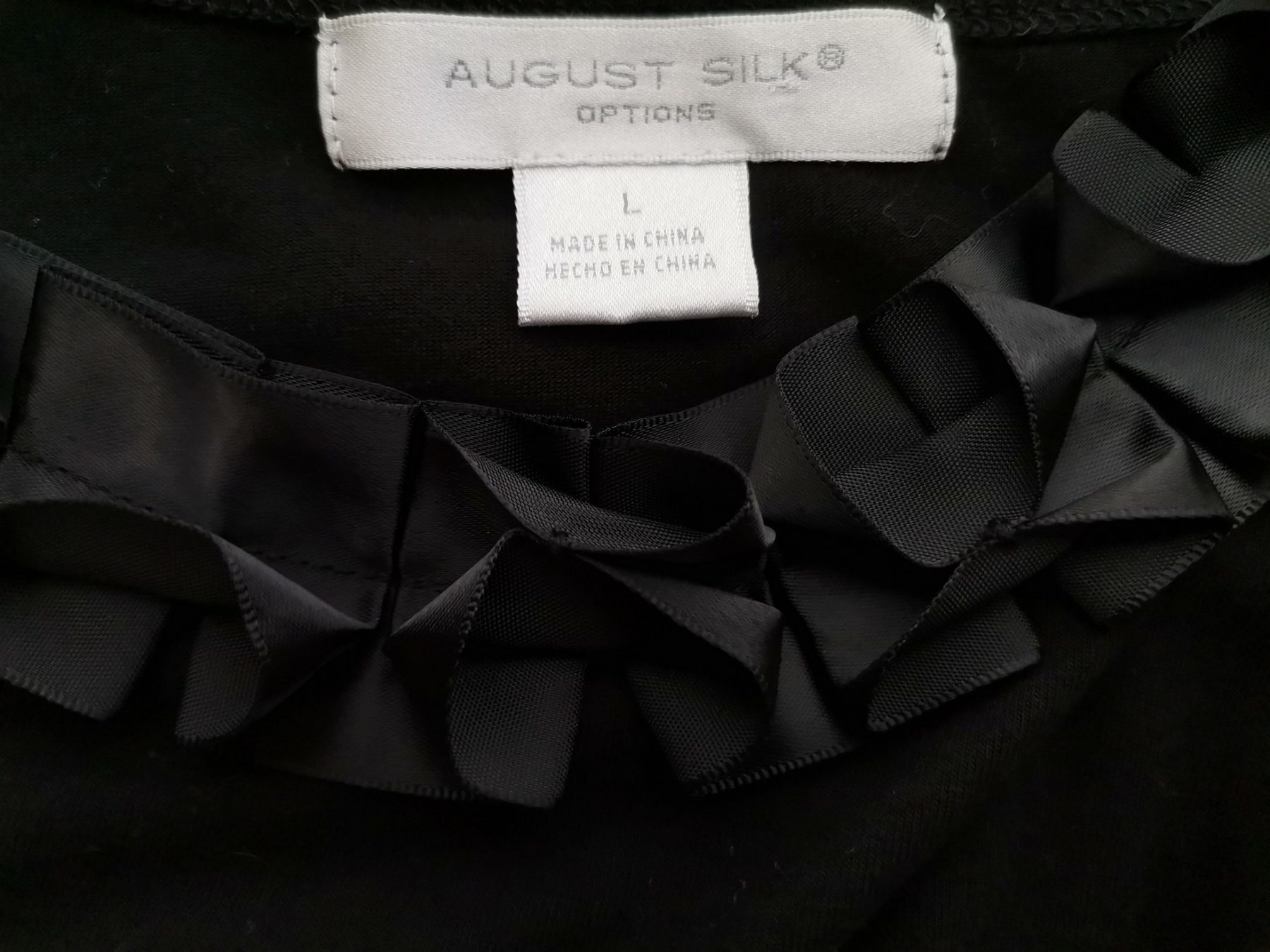 AUGUST SILK Stl L Färg Svart Rund urringning Blus ärm 3/4