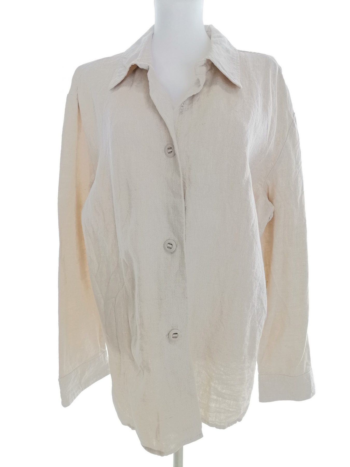 Liz Claiborne Stl XL Färg Beige Krage Knäppt Tunika Blus Långärmad Material Lin 100%