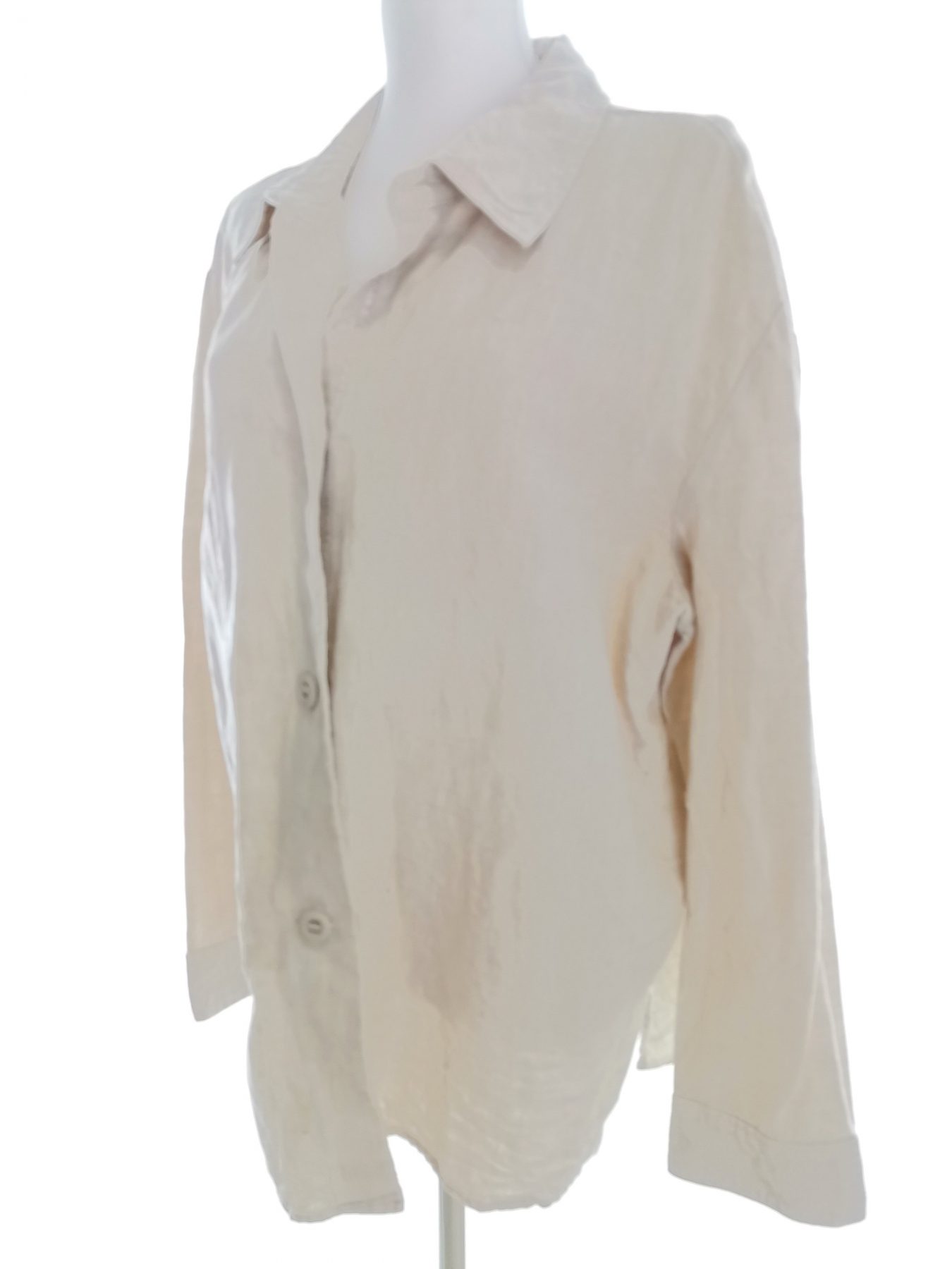 Liz Claiborne Stl XL Färg Beige Krage Knäppt Tunika Blus Långärmad Material Lin 100%