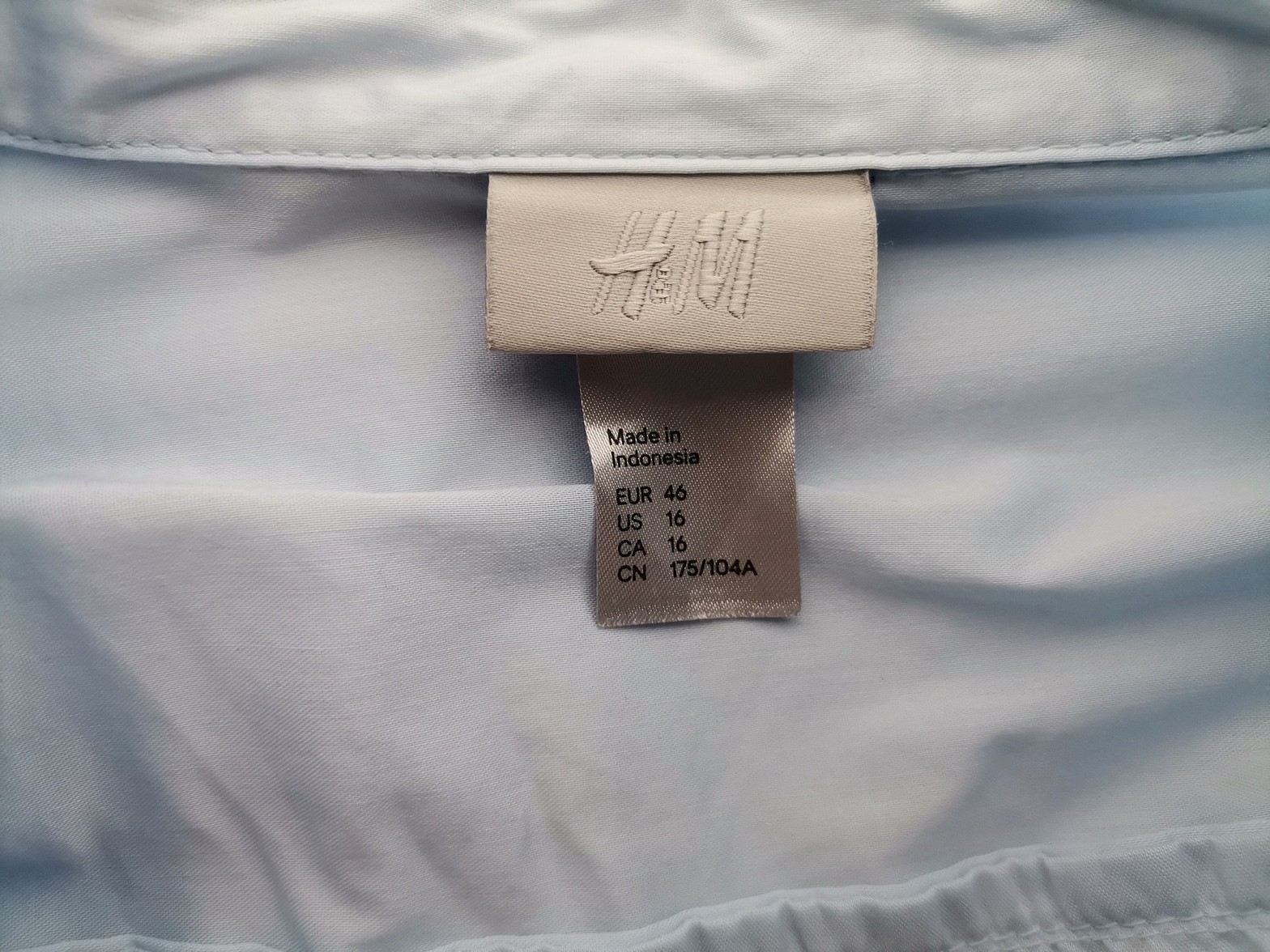 H&m Stl 46 Färg Blå Krage Knäppt Skjort Blus Långärmad Material Bomull