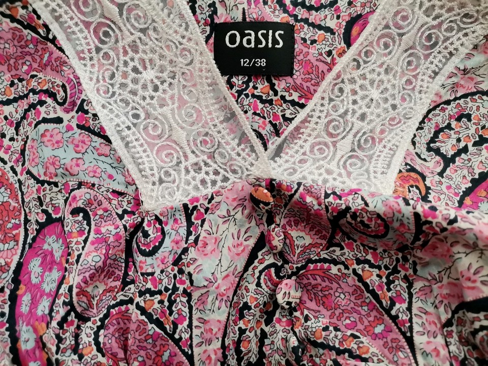 Oasis Stl 12 (38) Färg Rosa Krage Peplum Blus Kortärmad Material Bomull 100%