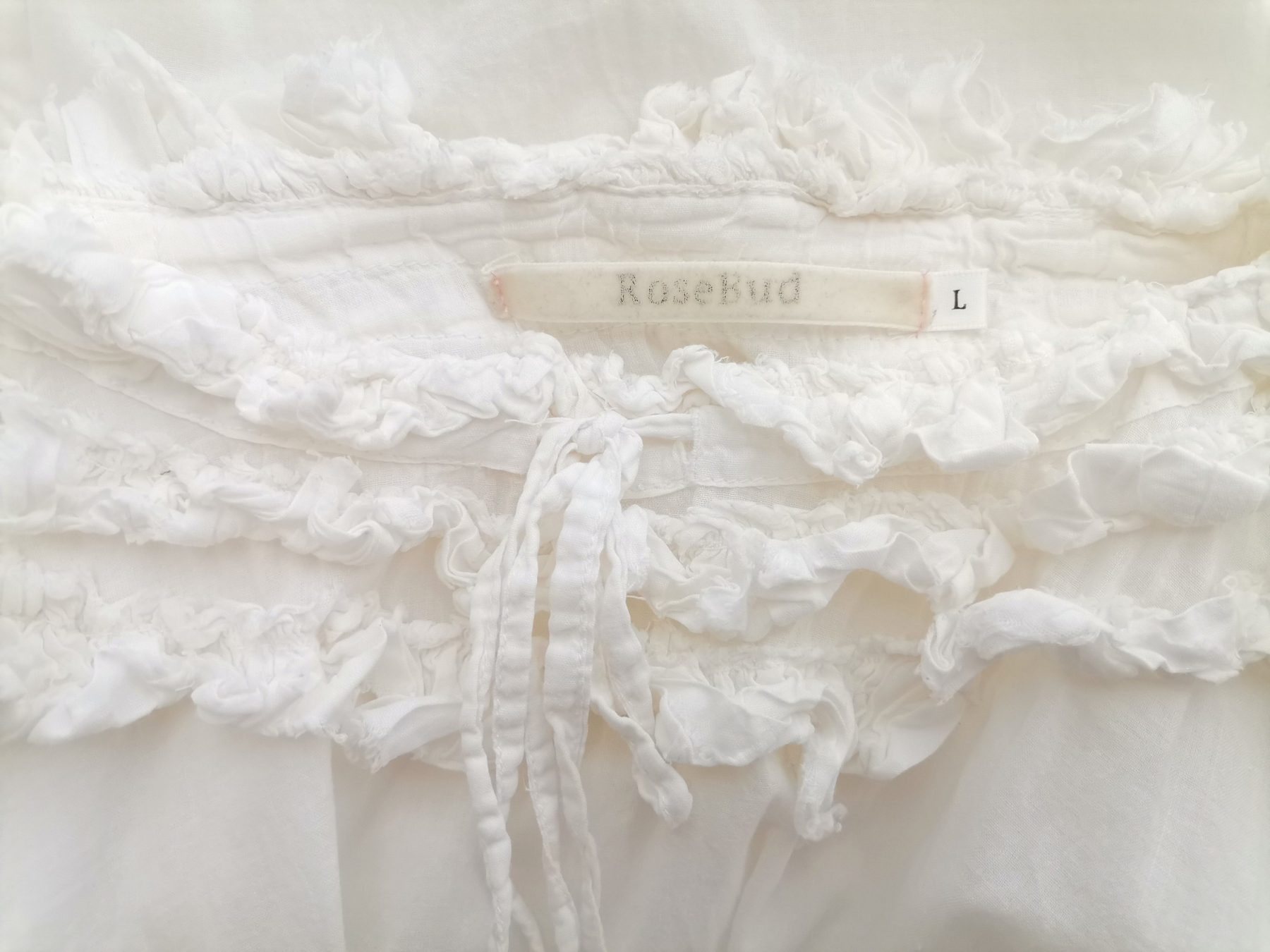 Rosebud Stl L Färg Vit Rund urringning Blus ärm 3/4 Material Bomull 100%