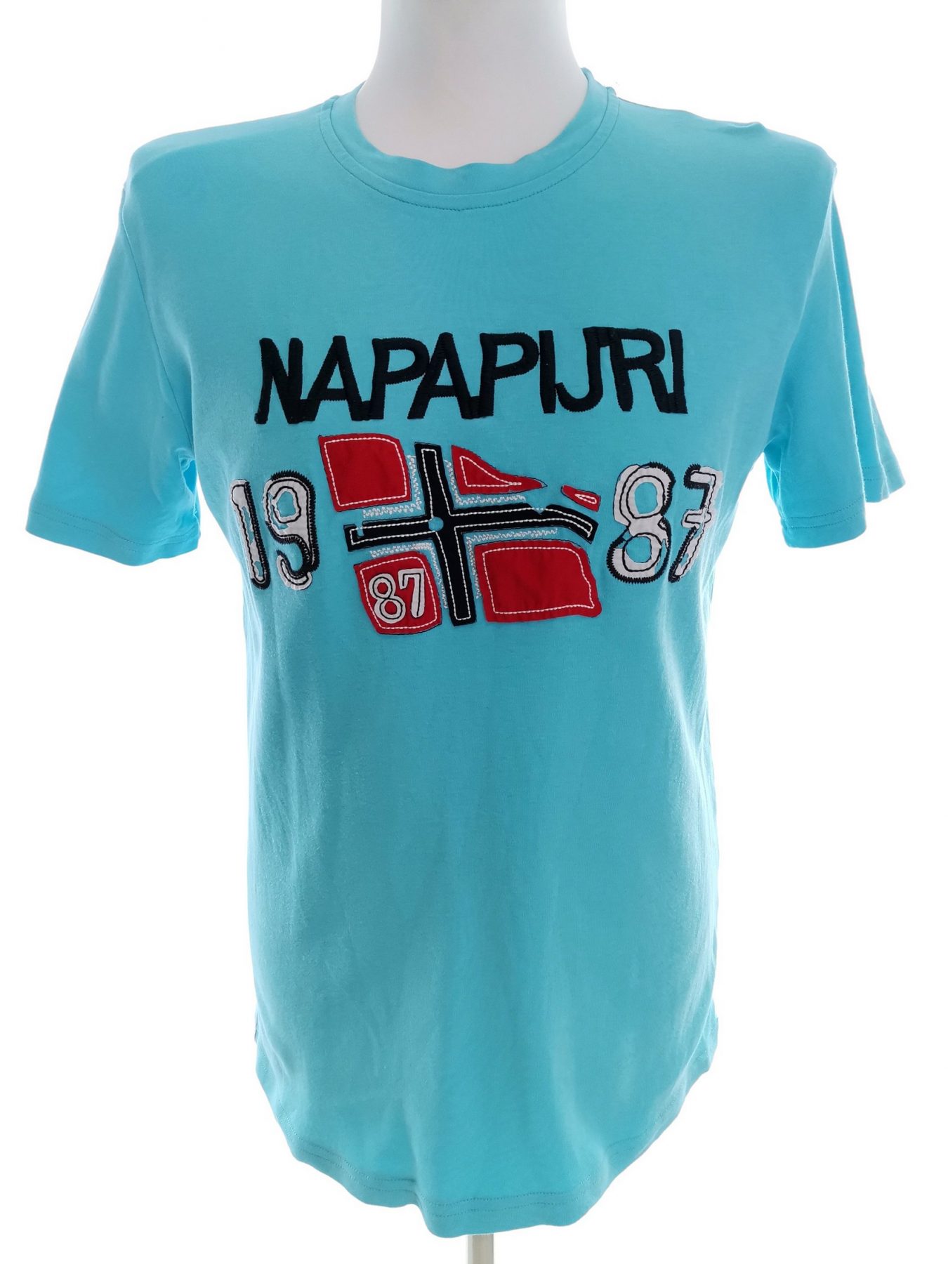 NAPAPIJRI Stl L Färg Blå Herr T-shirt Kortärmad Material Bomull 100%