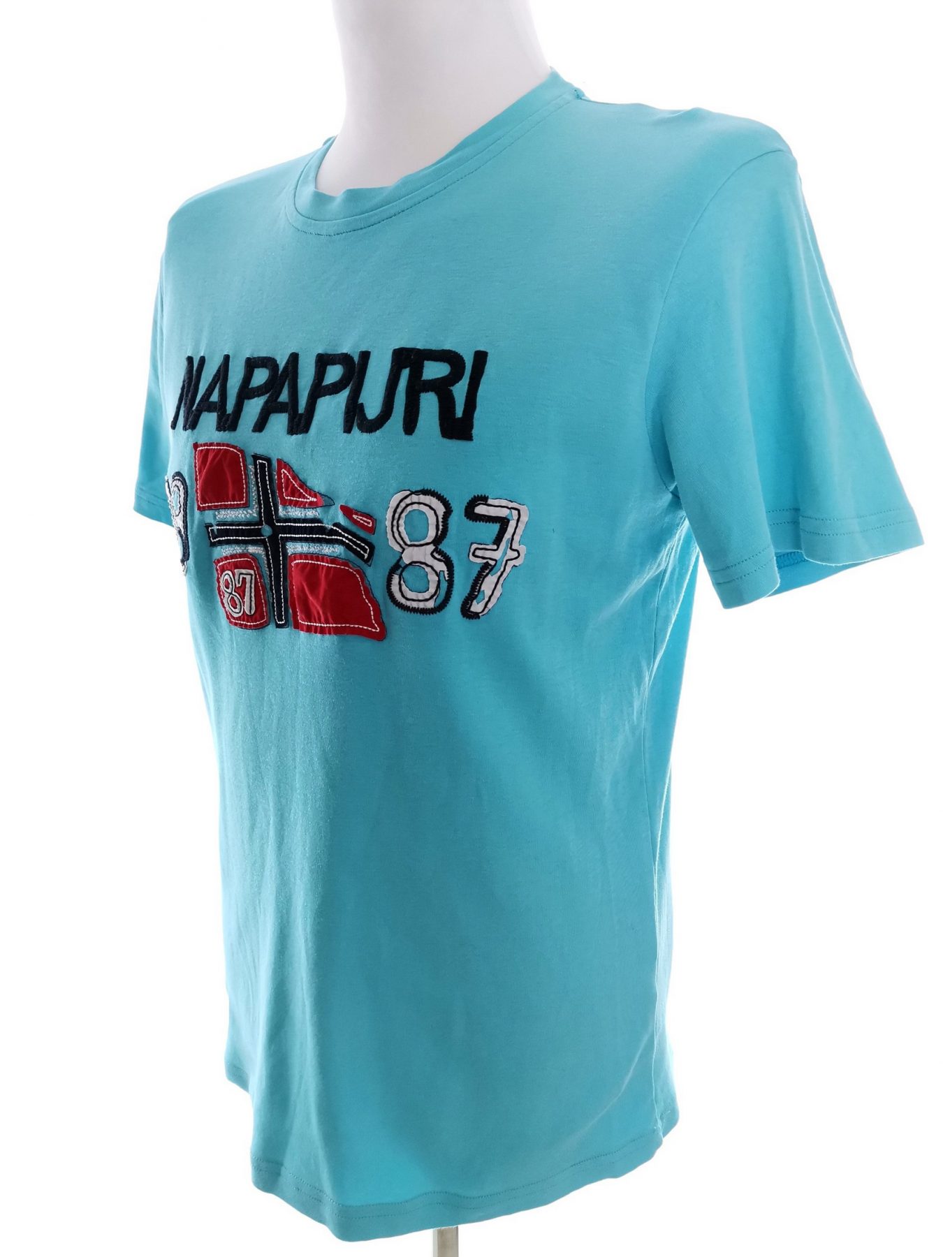 NAPAPIJRI Stl L Färg Blå Herr T-shirt Kortärmad Material Bomull 100%