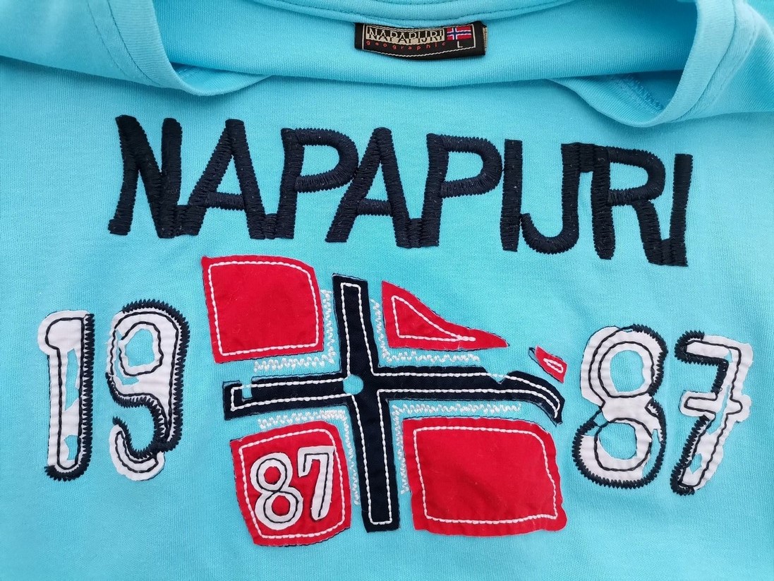 NAPAPIJRI Stl L Färg Blå Herr T-shirt Kortärmad Material Bomull 100%