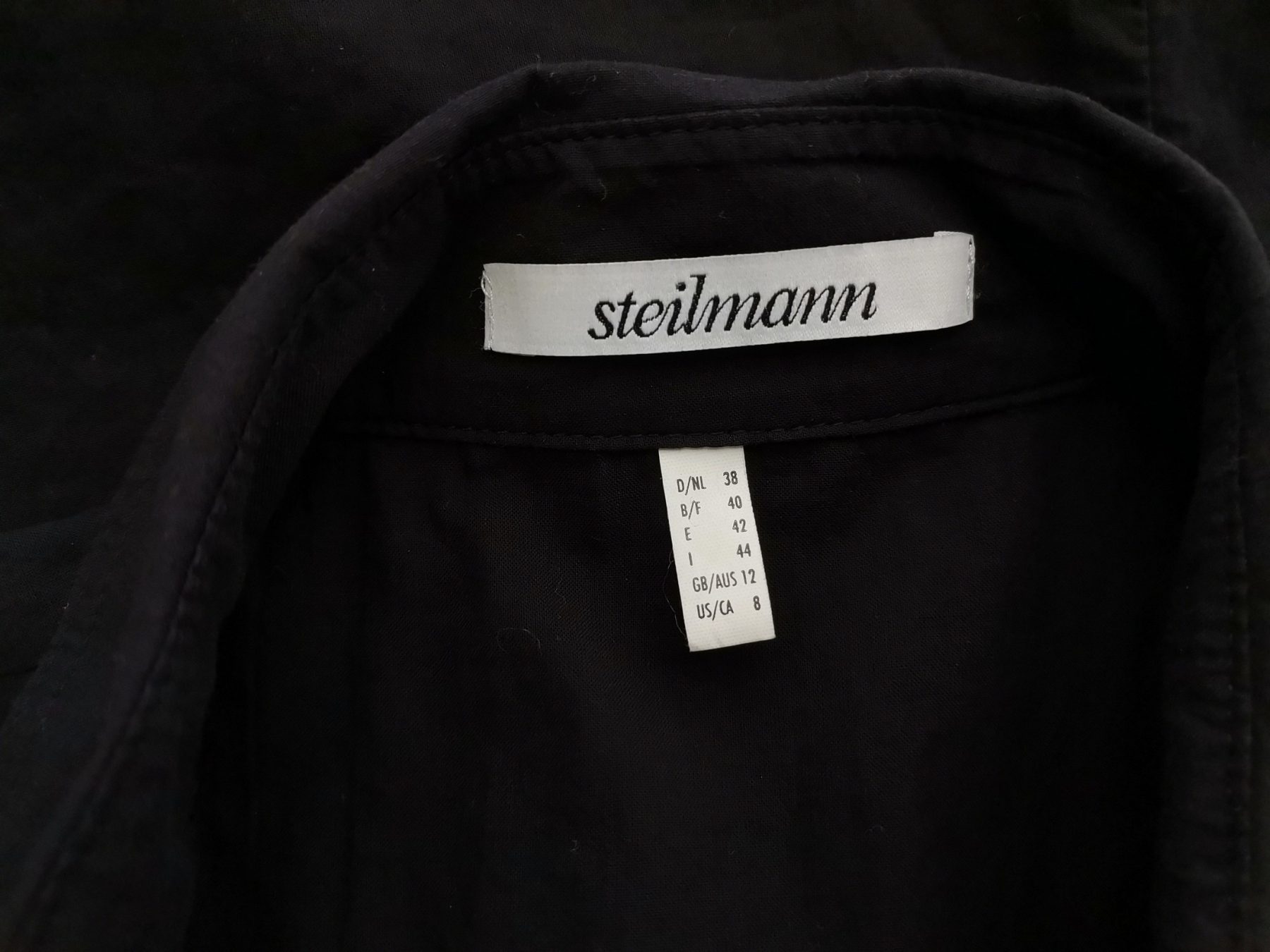 Steilmann Stl 38 Färg Svart Krage Knäppt Skjort Blus Kortärmad Material Bomull 100%