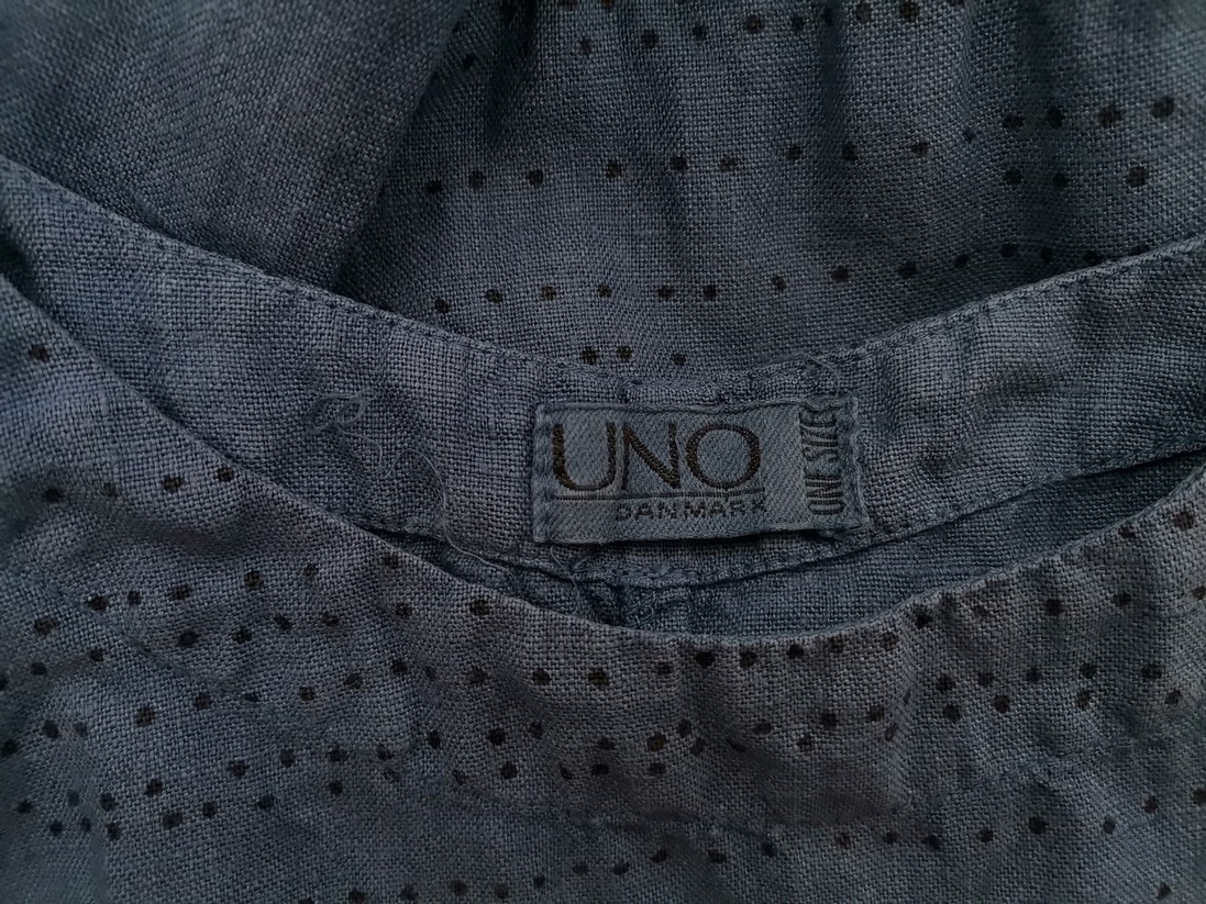 Uno Stl ONE SIZE (42/44) Färg Blå Prickar Rund urringning Raka Klänningen Ärmlös Midi Material Lin 100%