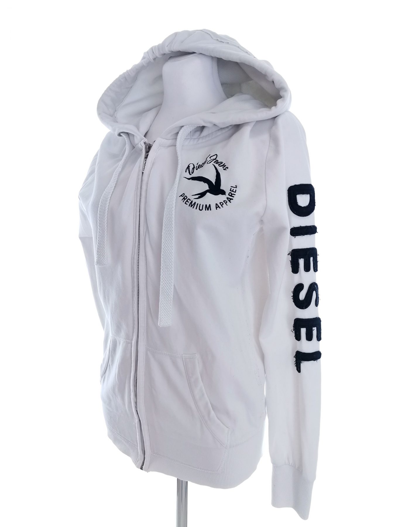 Diesel Stl M Färg Vit Sweatshirt med Dragkedja Långärmad Material Bomull