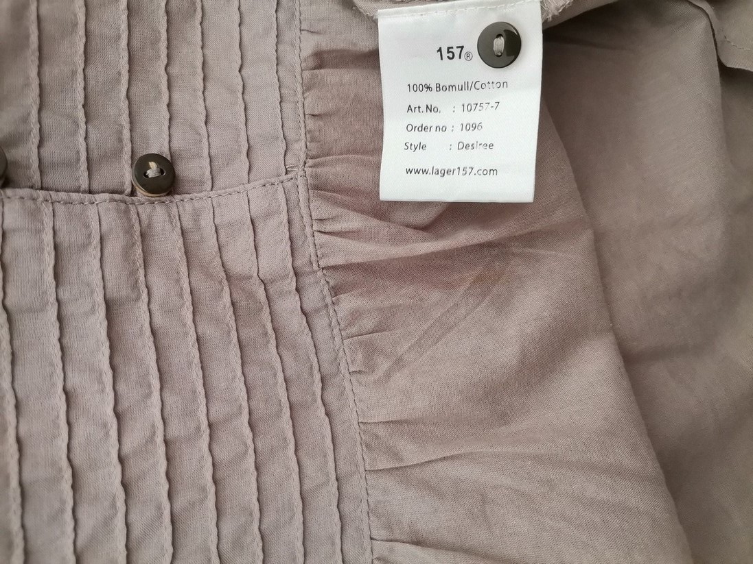 Vintage 157 Stl M Färg Grå Rund urringning Popover Blus Knappar Långärmad Material Bomull 100%