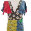 DESIGUAL Stl M Färg Färgglad V-ringning Blus Kortärmad Material Bomull 100%