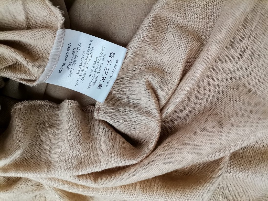 Monrow Stl XS Färg Beige Båtringning Blus Långärmad Material Lin 100%