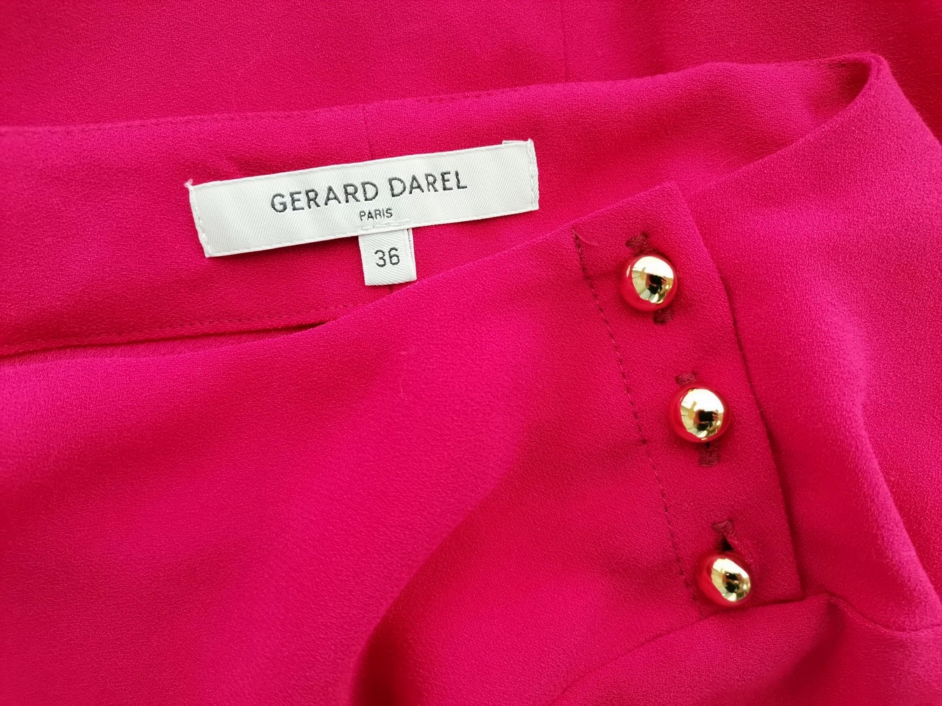 Gerard Darel Stl 36 Färg Fuchsia Båtringning Blus ärm 3/4