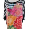 DESIGUAL Stl XL Färg Svart Ränder Rund urringning Blus ärm 3/4 Material Viskos