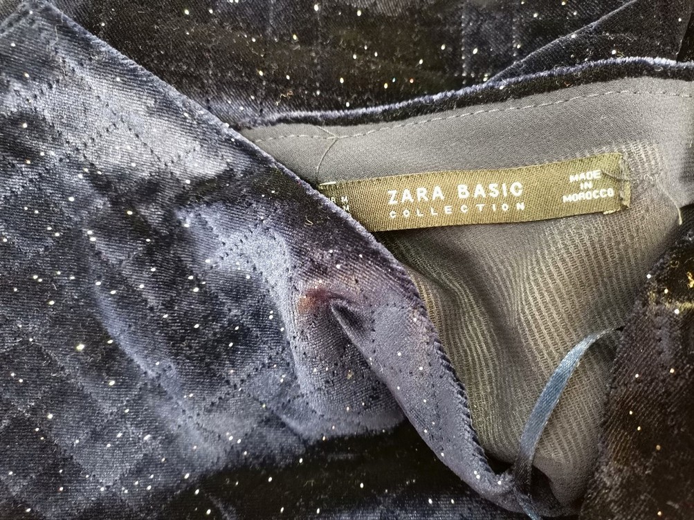 ZARA BASIC Stl M Färg Marinblå V-ringning Lång bältekofta kappa Kortärmad Finstickat