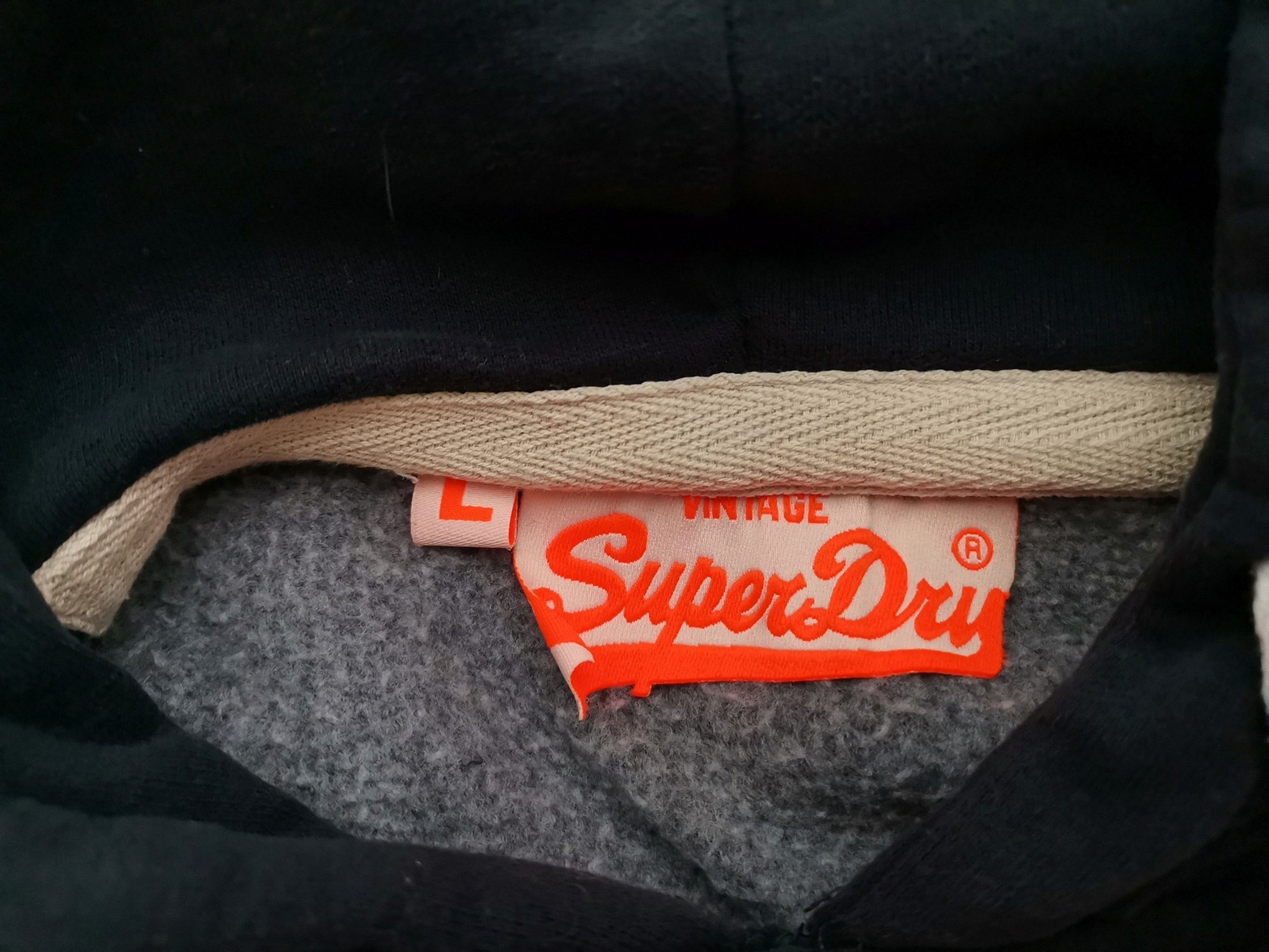 Superdry Stl L Färg Marinblå Huvtröja med Huva Långärmad Material Bomull