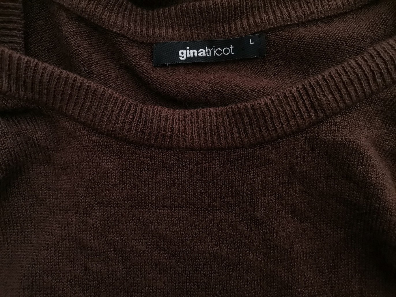 Gina Tricot Stl L Färg Brun U-ringning Stickad Klänning Långärmad Midi Material Akryl 100%